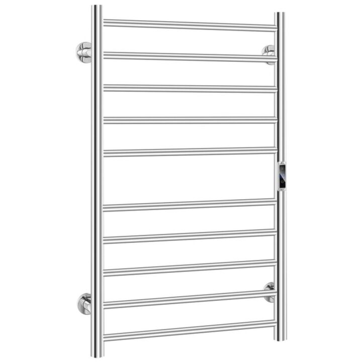 Hivvago 10-bar Heated Wall Mounted Towel Warmer with Timer-Silver
