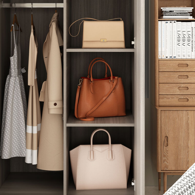 FUFU&GAGA 4-Door White Wardrobe Closet with Ample Storage and Elegant Design (63" W x 19.7" D x 69.7" H ) ,Grey