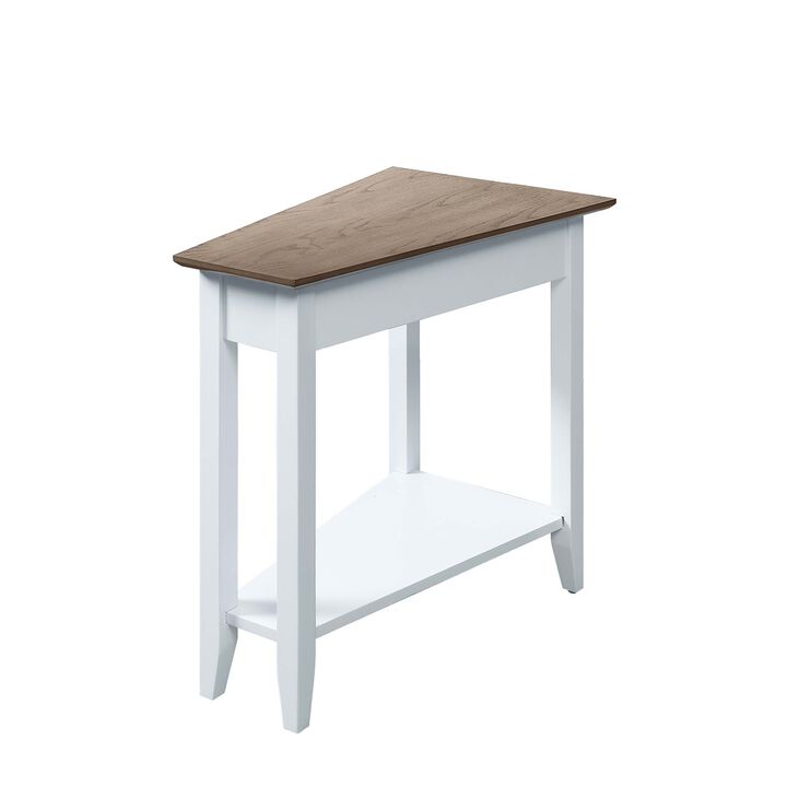 Convenience Concepts American Heritage Wedge End Table, 24"L x 16"W x 24"H, Driftwood Top/White Frame