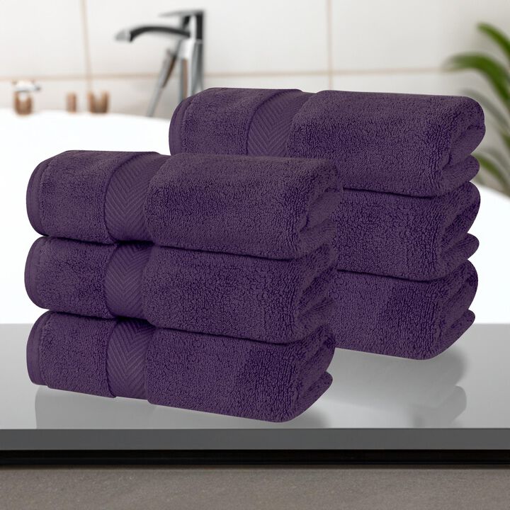 6 Piece Hand Towel Set in Zero Twist Cotton for Bathroom and Guest Use