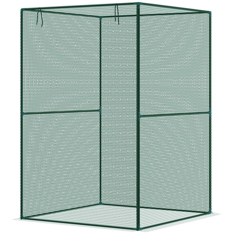 Outsunny 4' x 4' Crop Cage, Plant Protection Tent with Zippered Doors for Vegetable Garden, Backyard, Dark Green