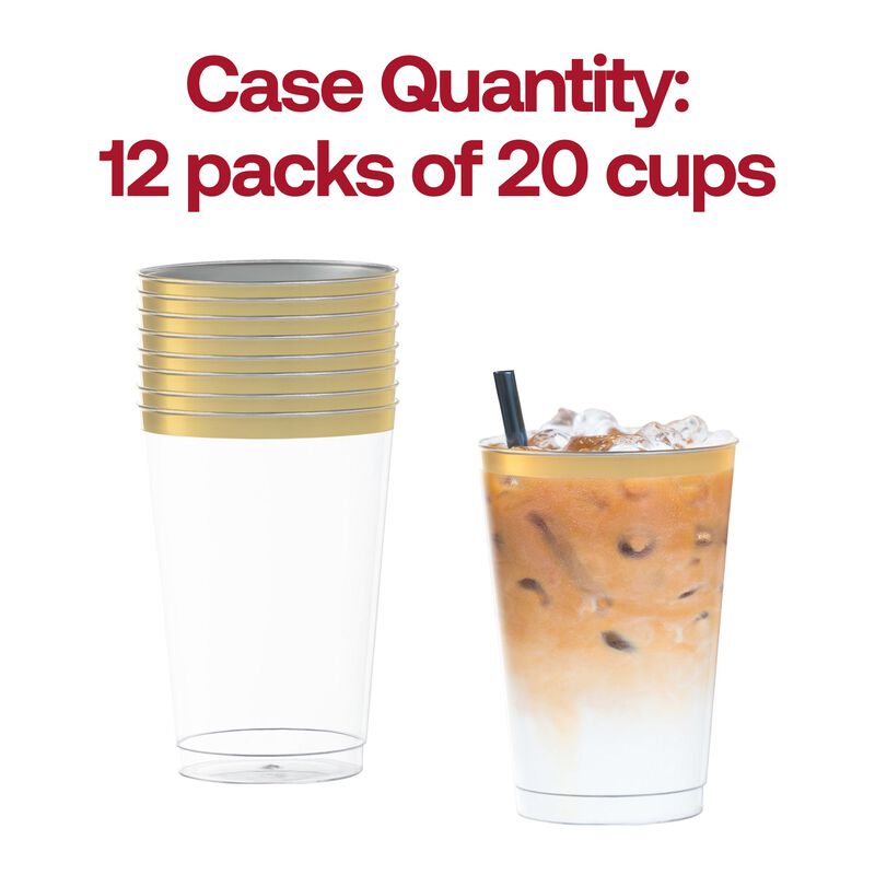 12 oz. Clear with Metallic Gold Rim Round Tumbler (240 Cups) image number 5