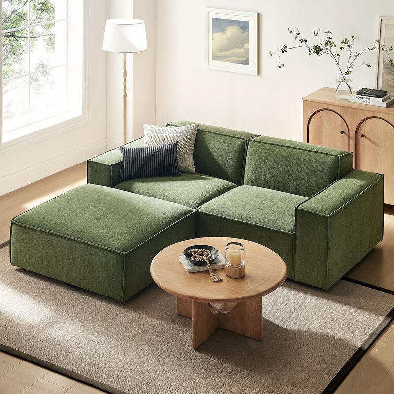 Restore 3-Piece Performance Fabric Upholstered Modular Loveseat with Ottoman image number 9
