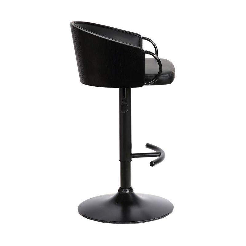 Hivvago Black Faux Leather and Iron Low Back Adjustable Height Swivel Bar Chair