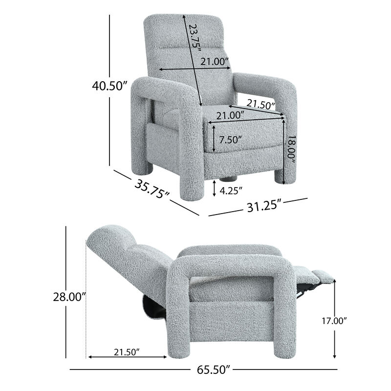Merax Push Back Teddy Recliner Armchair