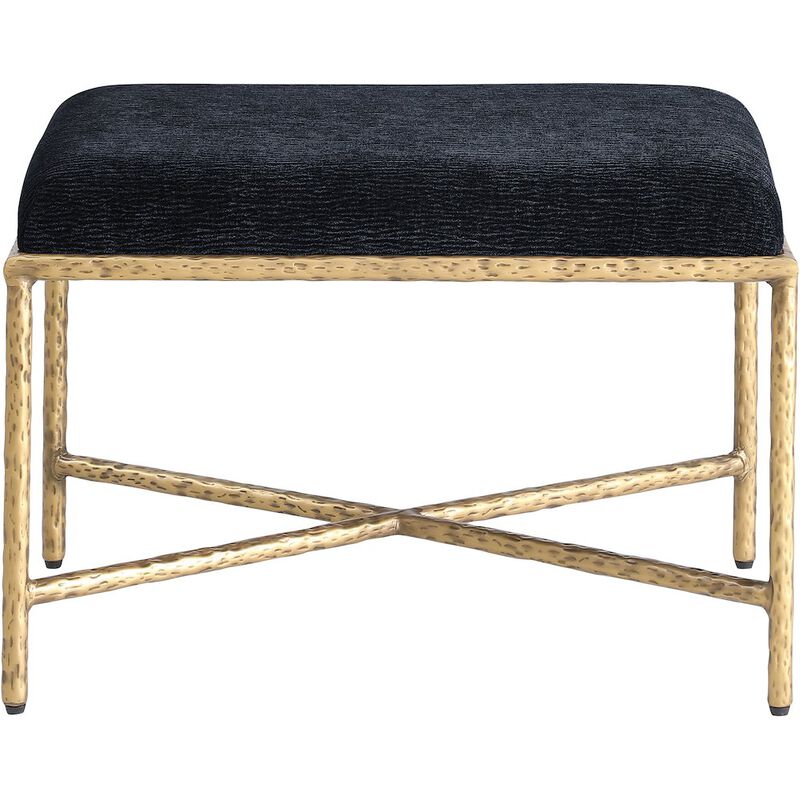 Meridian Furniture Valley Black Chenille Fabric Bench