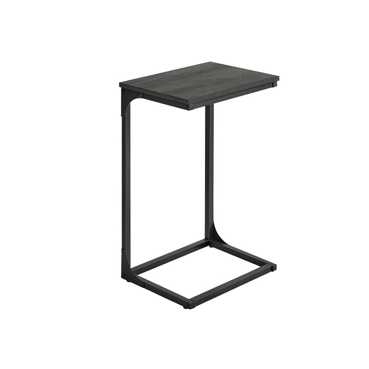 C-Shaped End Table with Metal Frame &ndash; Slim Sofa Side Table for Living Room, Bedroom, or Small Spaces
