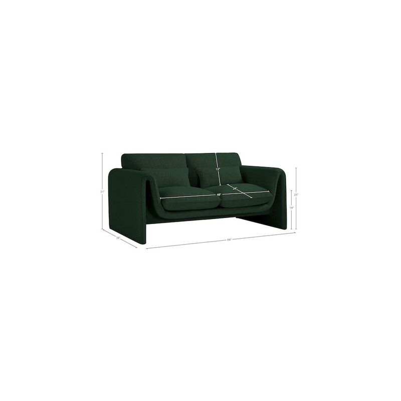 Meridian Furniture Stylus Green Boucle Fabric Loveseat