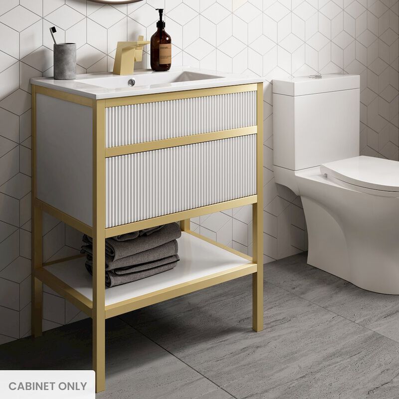 Cache 24 Freestanding, Bathroom Vanity in White and Gold Cabinet Only image number 1