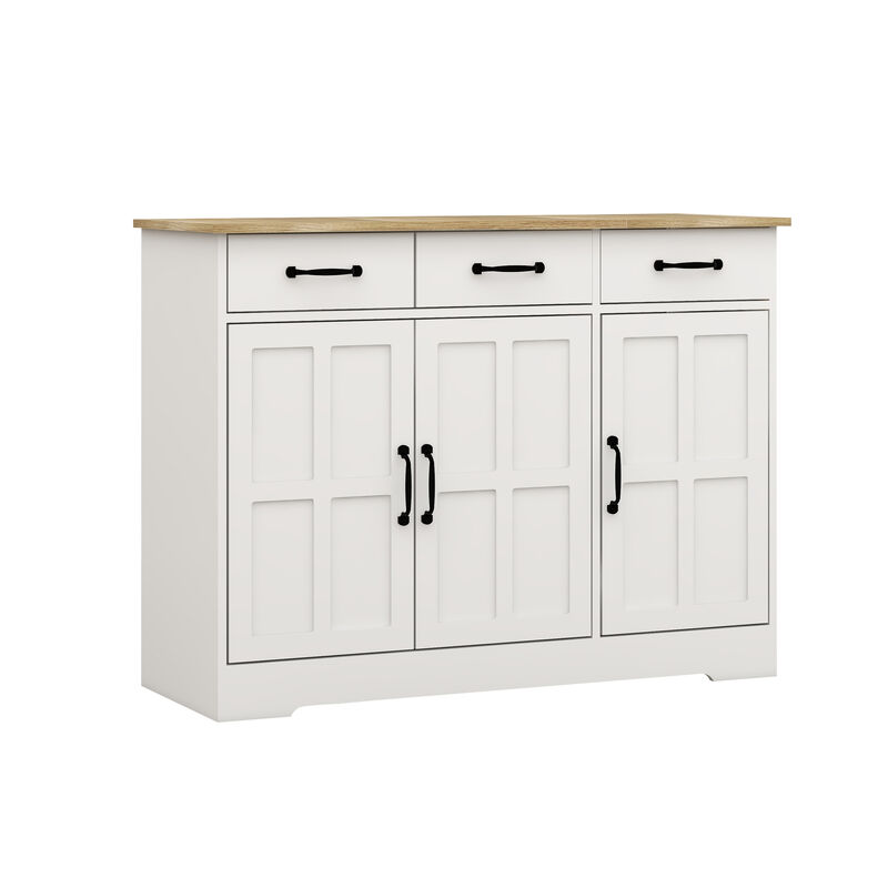 White Wood 42.72 in. Sideboard with Shaker Style Design Doors