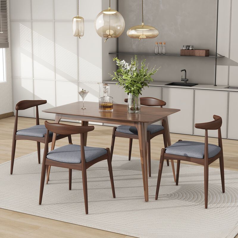 Set of 2 Rubberwood Dining Chairs with Ergonomic Backrest and Cushioned Seats image number 2
