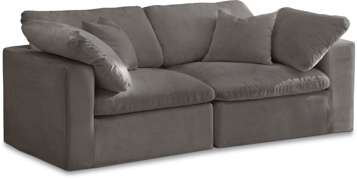 Meridian Furniture Cozy Grey Velvet Comfort Modular Sofa