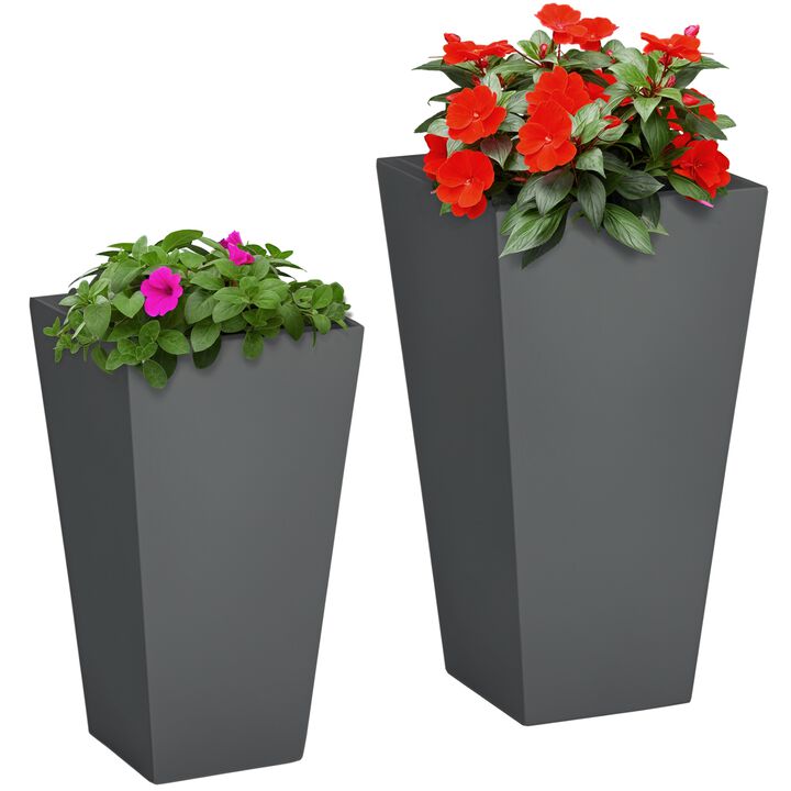 Hivvago Outdoor Flower Pots Set of 2 with Drainage Holes