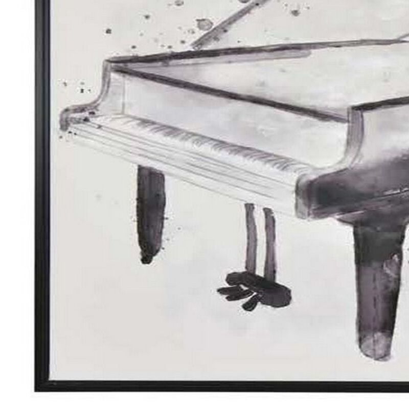30 x 40 Framed Wall Art Painting, Guitar and Piano, Black, White image number 4