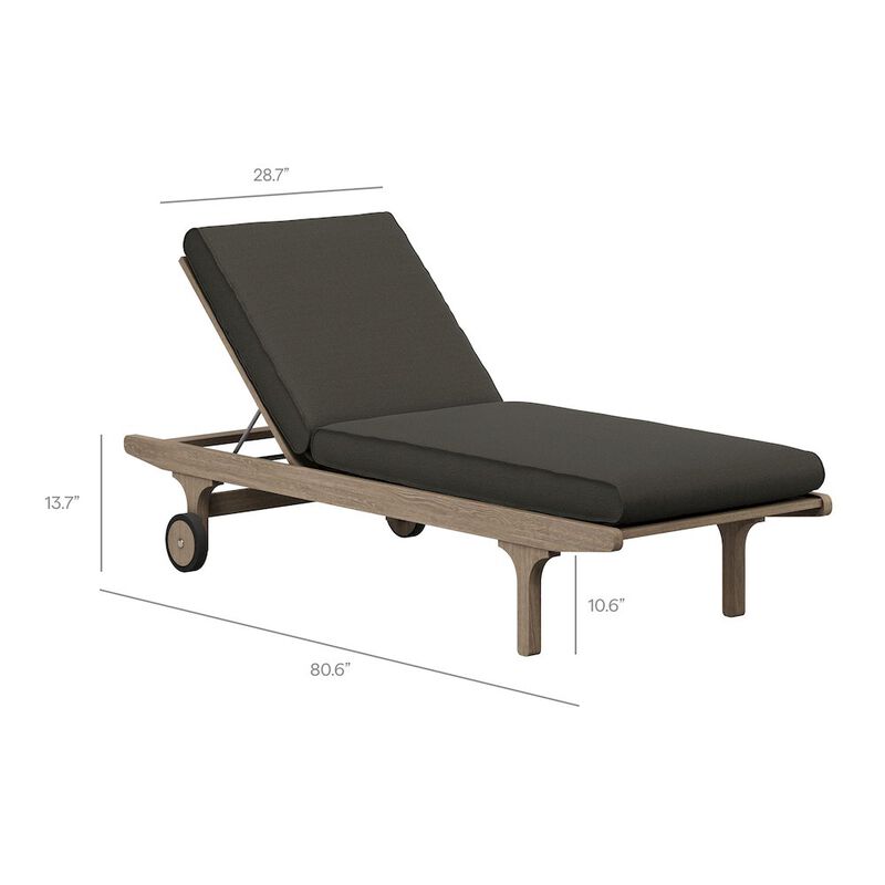 Saratoga Outdoor Patio Teak Chaise Lounge Chair image number 2