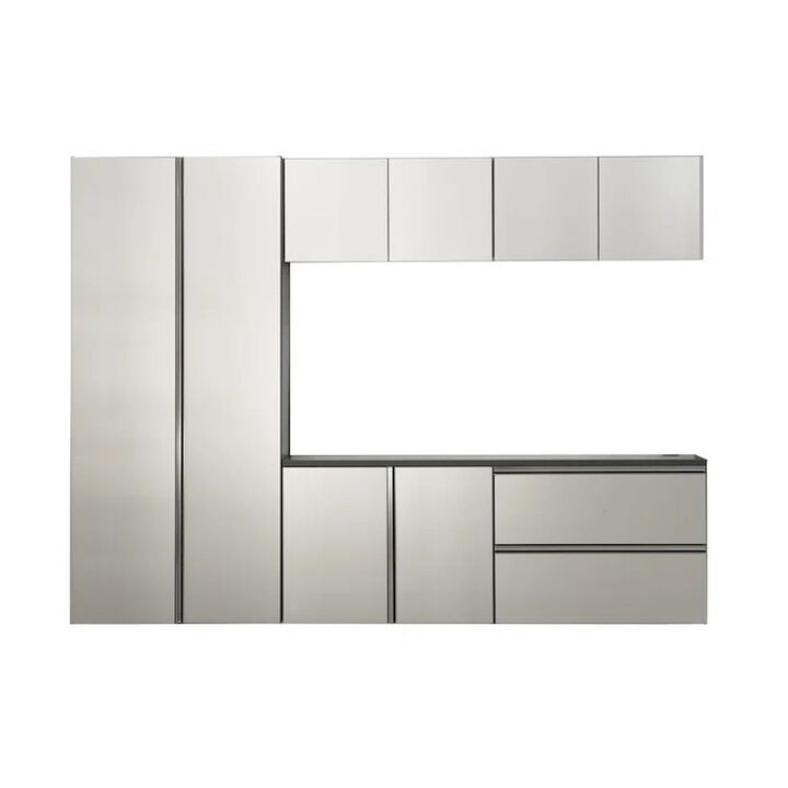 FC Design Garage TECH Series 96 in. W x 72 in. H x 20 in. D Metallic Grey Garage Cabinet Set B (6-Piece)