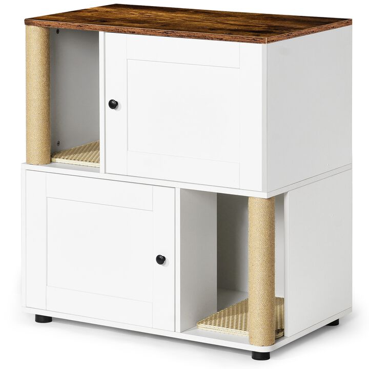 Double Cat Litter Box Enclouse,Cat Litter Cabinet,Double Litter Box Enclosure with Shelve