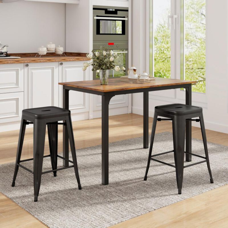Hivvago 24 Inch Set of 4 Tolix Style Counter Height Barstool Stackable Chair