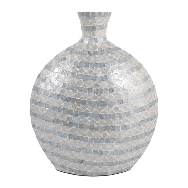 19x16" Capiz Gourd Vase, Blue