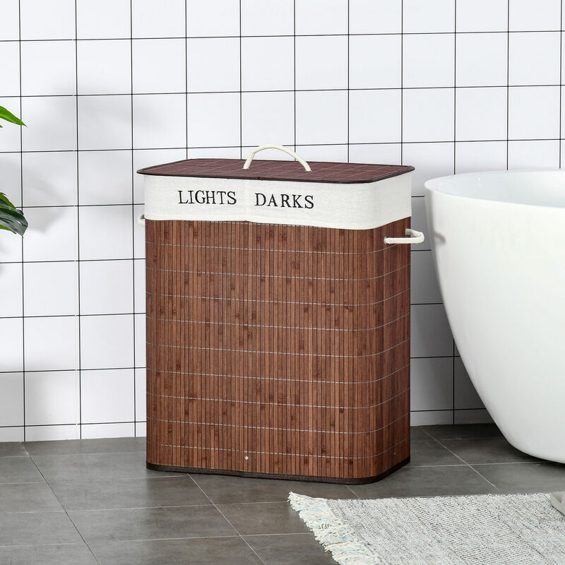 Hivvago Collapsible Bamboo Laundry Basket with Handles image number 1