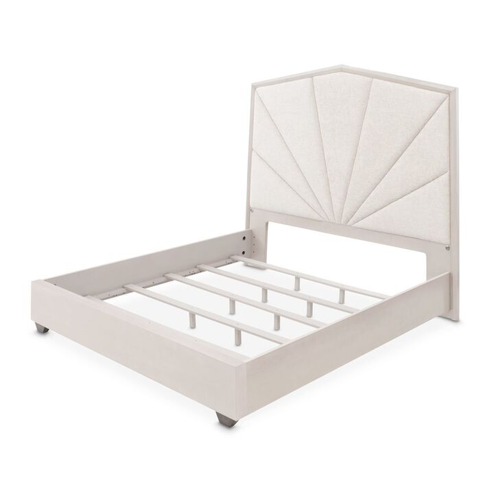 Michael Amini Fantosini King Tufted Panel Bed - Silver Mist