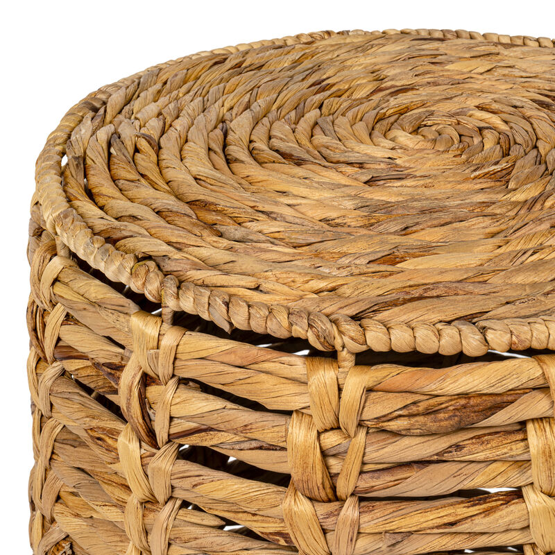 Zaria Coastal Bohemian Handwoven Water Hyacinth Nesting Round Accent Table (Set of 3) image number 4