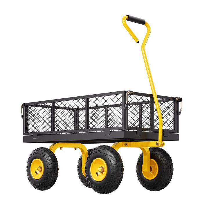Heavy Duty Metal Garden Utility Wagon with 500 lb Capacity and All-Terrain Wheels