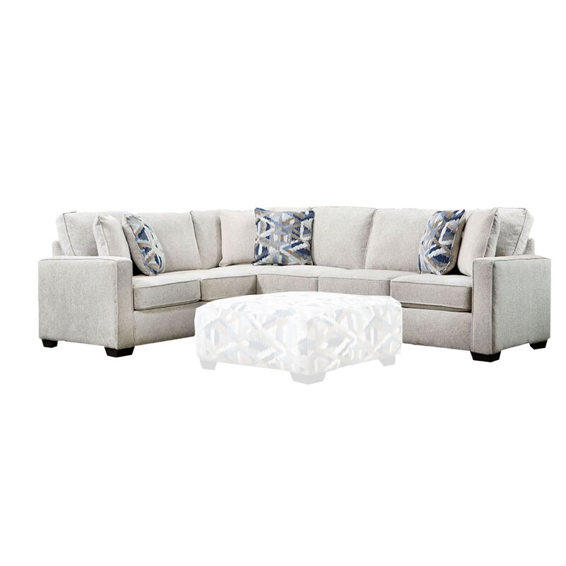Fled Sectional Sofa, Ivory Chenille, 6 Pillows, Solid Wood, 123 Inch - Benzara image number 0