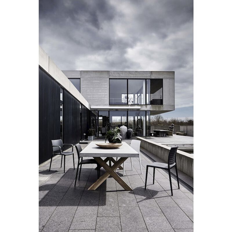 Omax Decor Cleo Arm Resin Patio Dining Chair in Anthracite Black - (Set of 2)