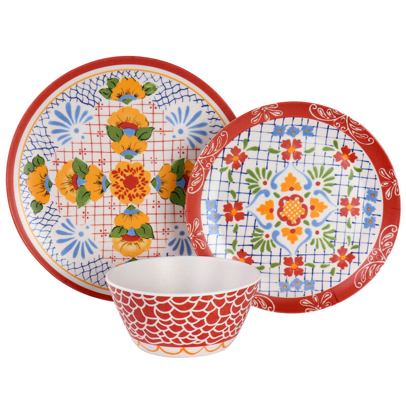 Laurie Gates California Designs Tierra 12 Piece Bamboo Fiber Dinnerware Set in Multi-Color