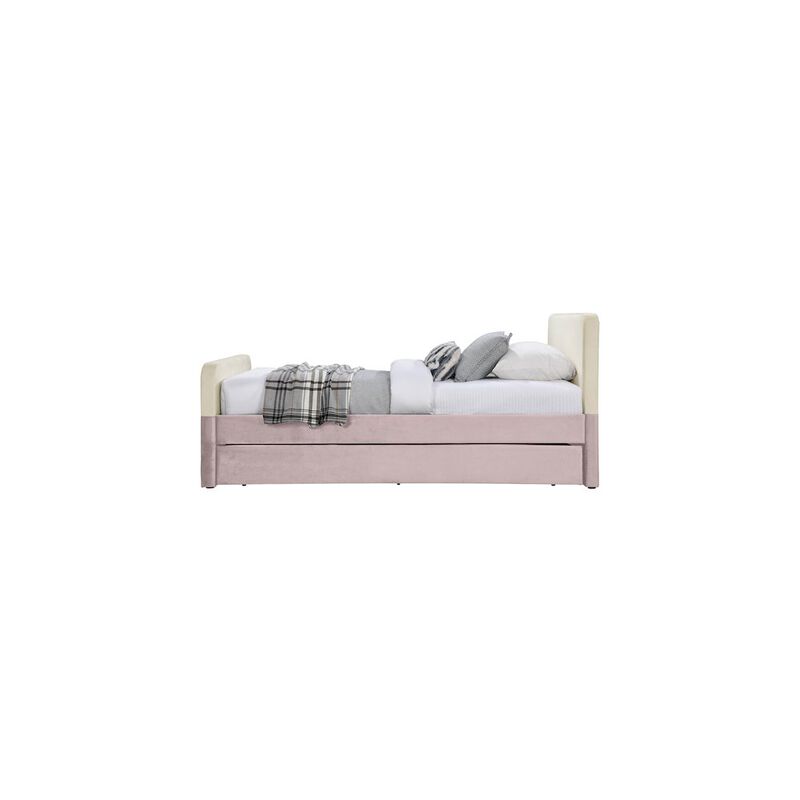 Meridian Furniture Ivy Pink & Cream Velvet Twin Trundle/Storage Bed
