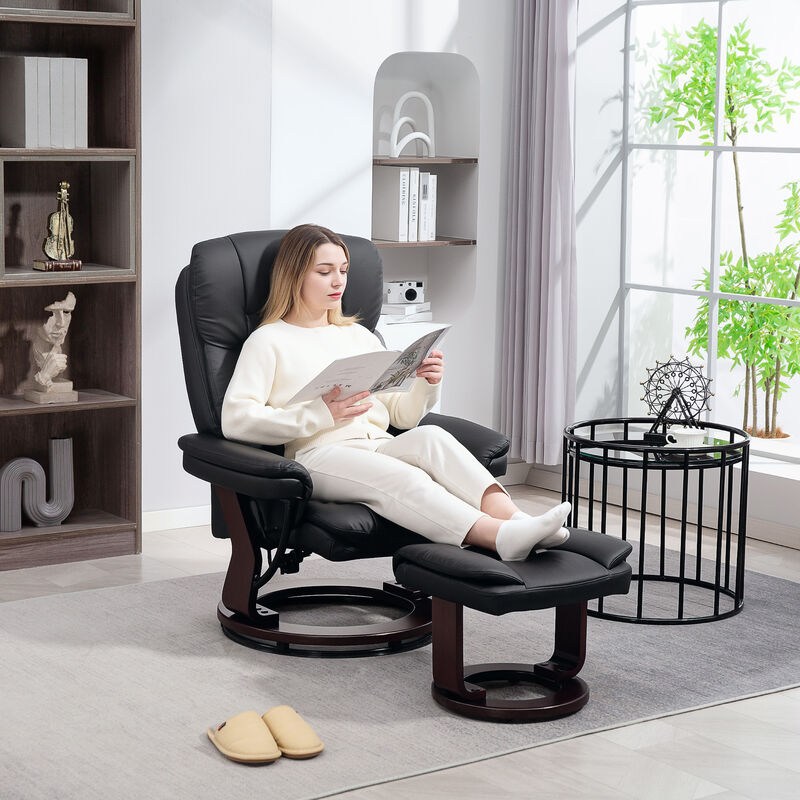 Hivvago PU Leather Recliner with Matching Ottoman image number 1