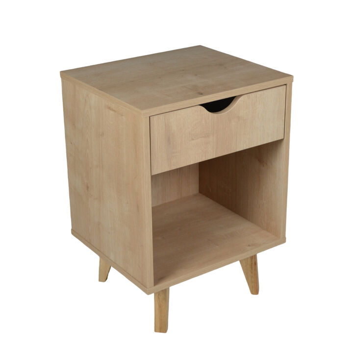 Bedroom Nightstand with Single Drawer &ndash; Wood and Manufactured Wood Construction