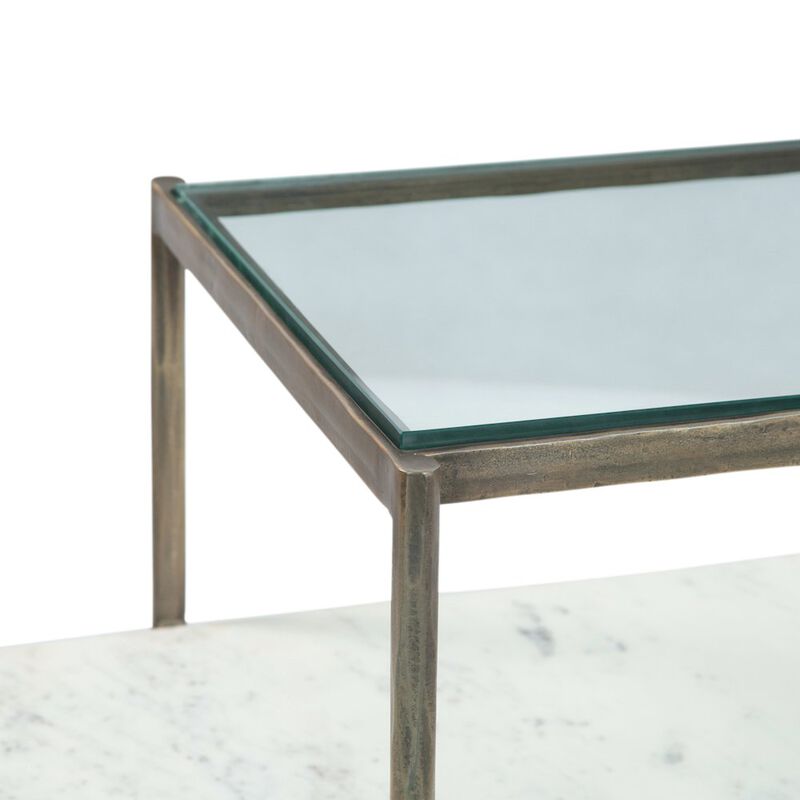 World Interiors Sonoma 52" Nesting Coffee Table with Glass and Marble Top image number 5