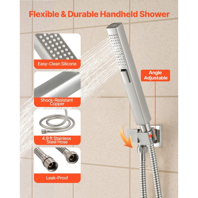10 Inch Ceiling Mount Rainfall Shower System with Handheld Spray image number 5