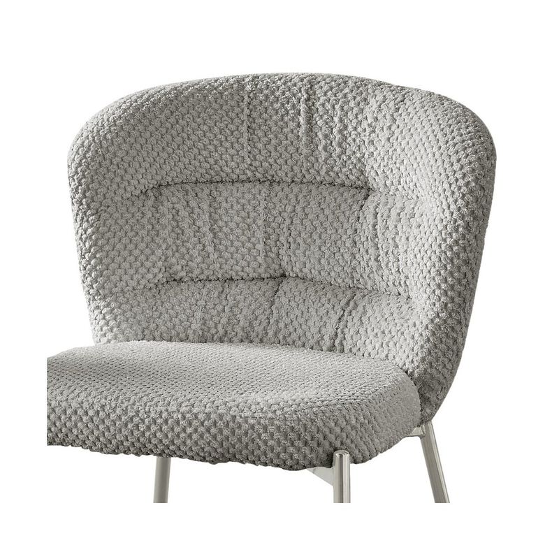 Gray Fluffy Fabric With Silver Base, Set Of 2