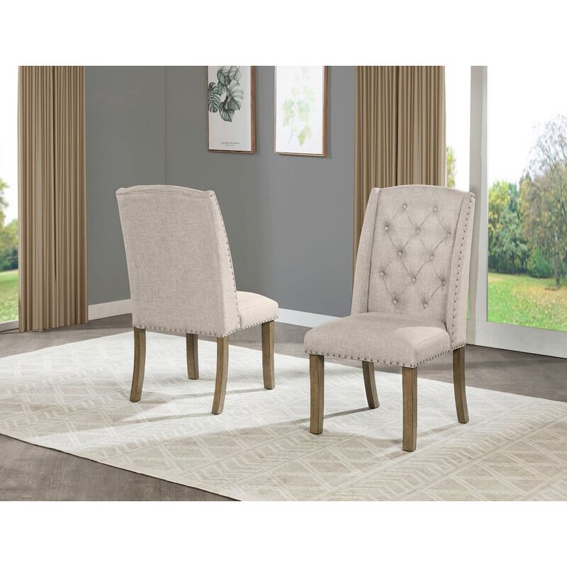 Best Quality Furniture Beige Dining Chair With Linen Fabric