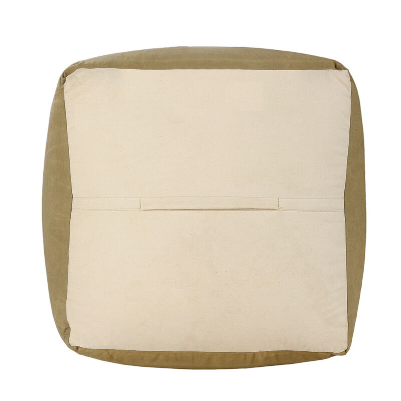 Hivvago 20 Inch Brown Cotton Striped Pouf Ottoman