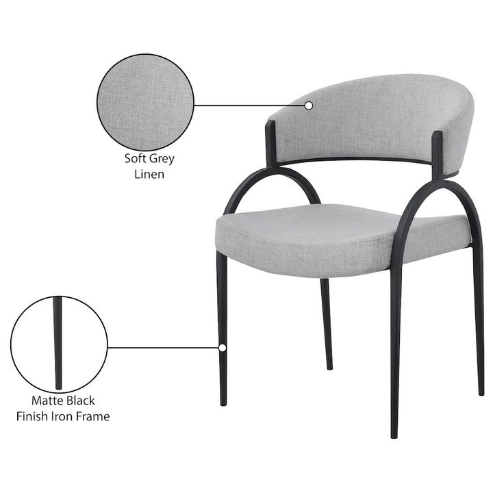 Meridian Furniture Privet Grey Linen Textured Fabric Dining Chair, Set of 2
