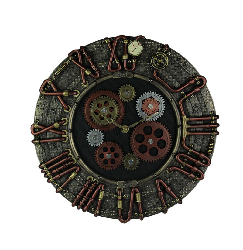Steampunk Electricity Conduit Piping Wall Clock image number 0