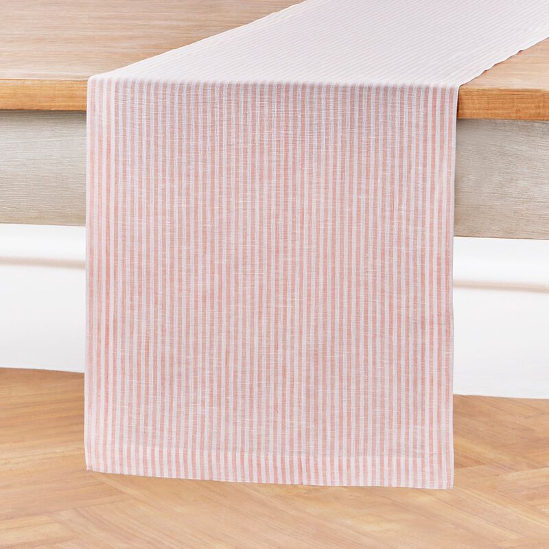 Solino Home Narrow Stripe 100% Linen Table Runner &ndash; Handcrafted, Machine Washable, Perfect for Holiday and Everyday Dining