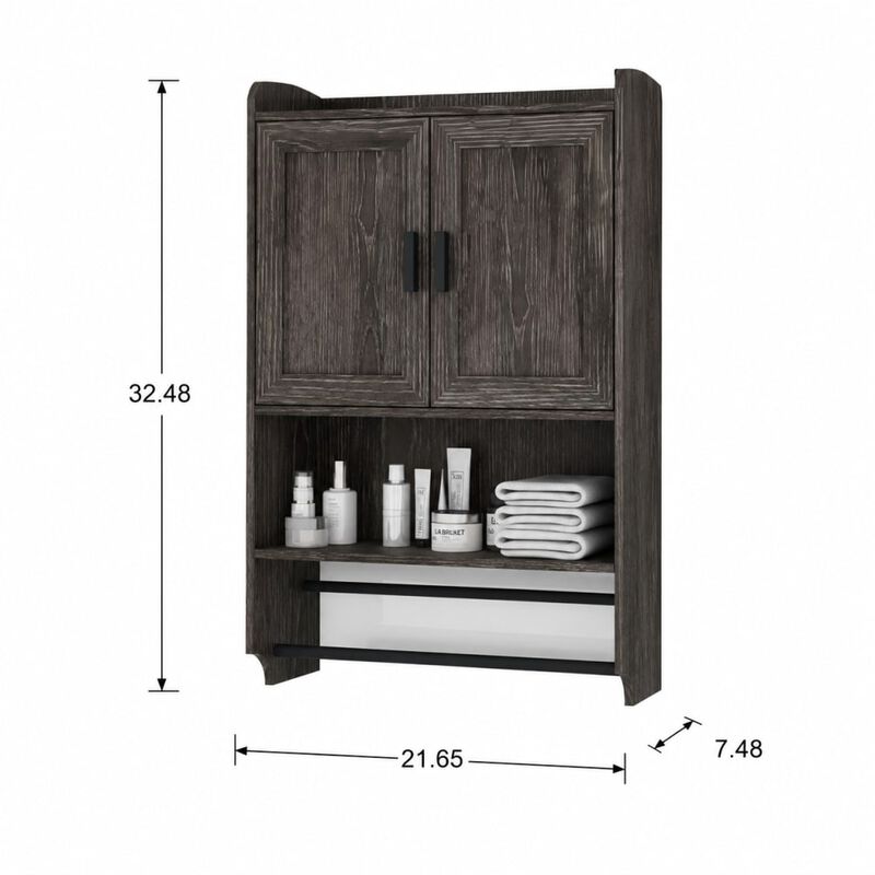 ELEMENT ACE Wall Mounted Bathroom Cabinet with Doors, Adjustable Shelf, Towel Bar, Paper Holder, Over Toilet Medicine Organizer image number 1