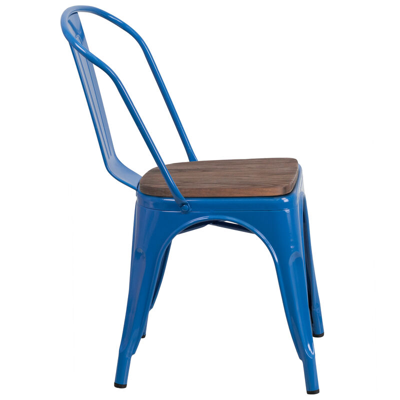 Metal/Wood Colorful Restaurant Chairs image number 4