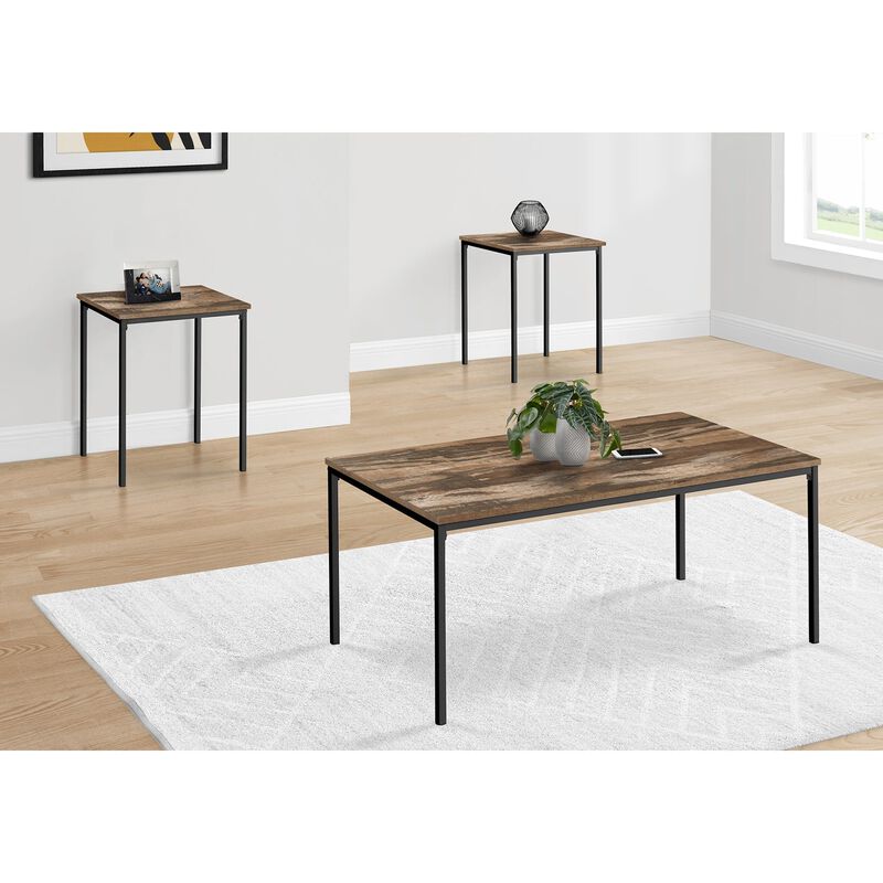Monarch Specialties - Table Set, 3pcs Set, Coffee, End, Black Metal, Contemporary, Modern