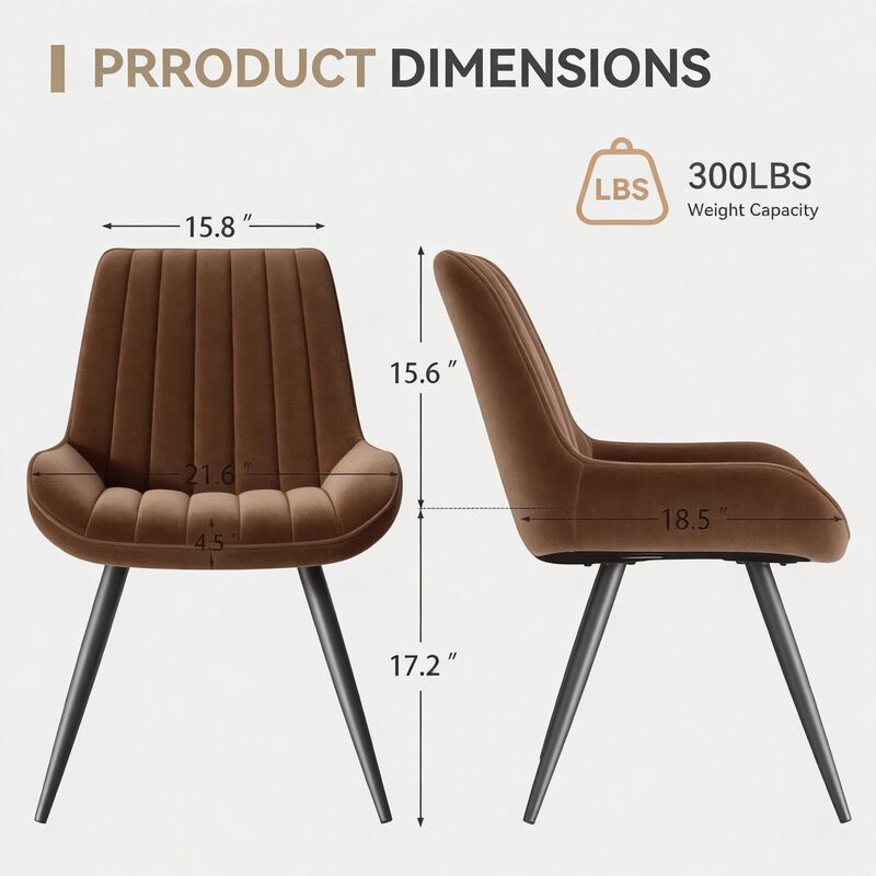 Modern Ribbed Fabric Upholstered Dining Chair Set of 4 image number 4