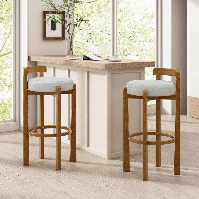 Christopher Knight Home Carita Indoor Rubberwood Low Back Upholstered Barstools (Set of 2) image number 1