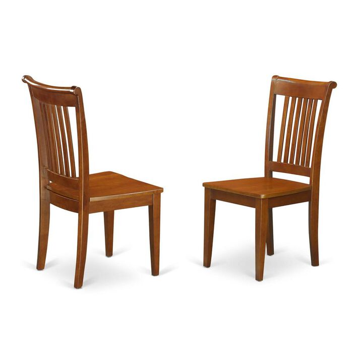 Portland slat back dining room chair with wood seat, Set of 2