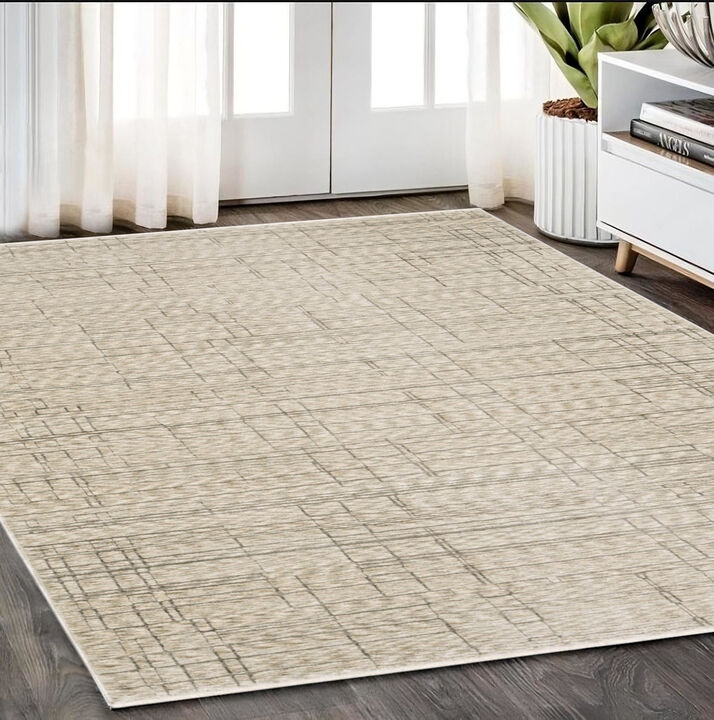 HomeRoots Geometric Area Rug With Fringe