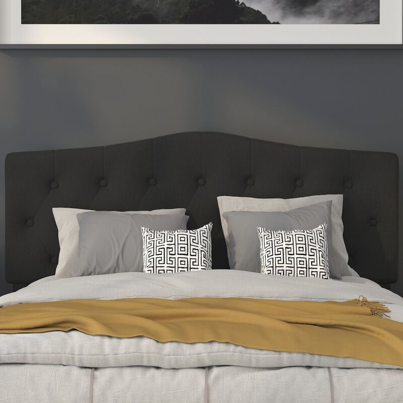 Flash Furniture Tufted Upholstered Queen Size Headboard in Black Fabric image number 9