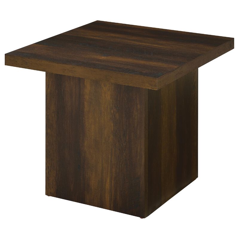 Darla Square Side-End Table, Block Style Base, Wood image number 3